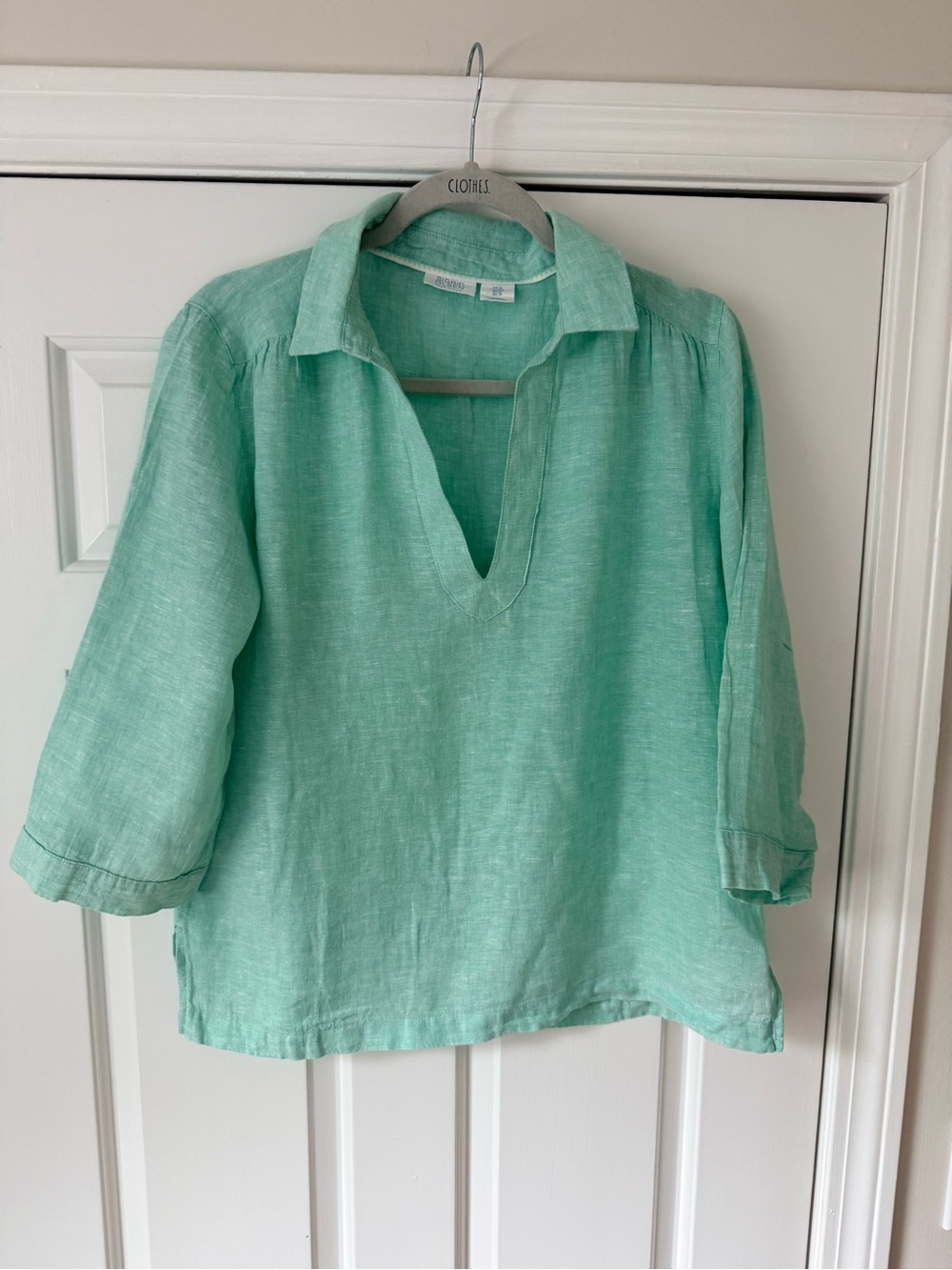 Sigrid Olsen Mint Green Linen Tunic Blouse
